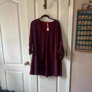 Mittoshop Deep Red V-Neck Blouse